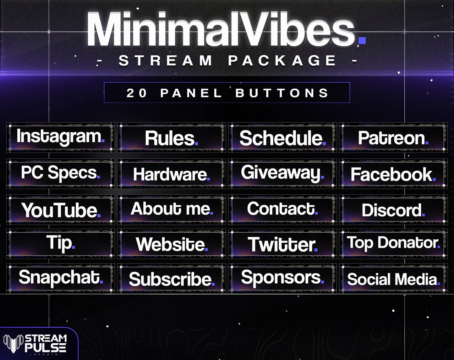Minimal Vibe Animated Stream Overlay Pack – Twitch, OBS & Streamlabs | Clean Modern Streaming Graphics