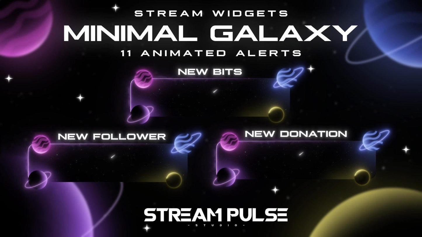 Minimal Galaxy Animated Stream Overlay Pack – Twitch, OBS & Streamlabs | Clean Space Streaming Graphics