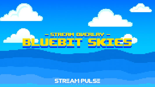 Bluebit Skies Animated Stream Overlay Pack – Twitch, OBS & Streamlabs | Pixel Art Gaming Overlay
